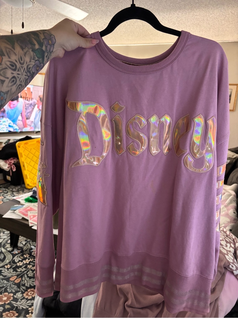 Disney Lavender Holographic Logo Sweatshirt